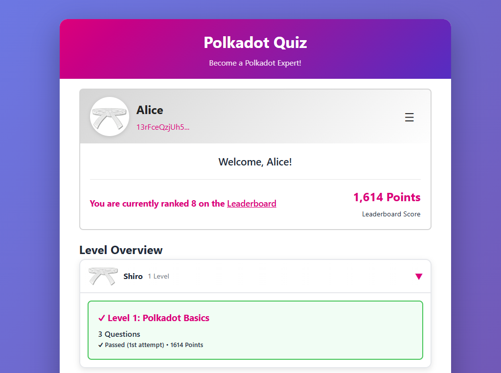 Polkadot Quiz Preview